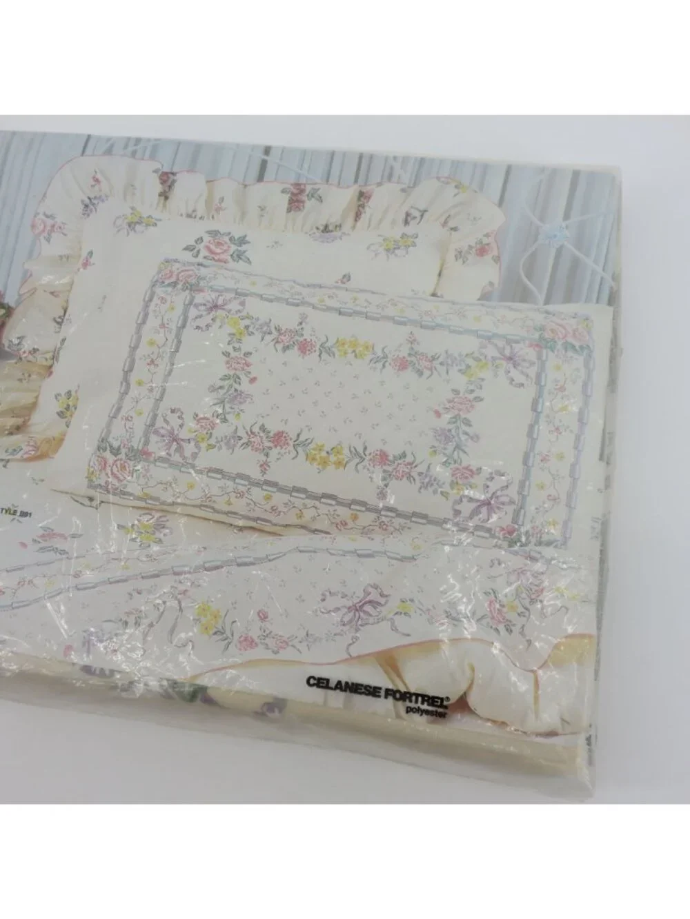 NEW Vintage Cannon TWIN Flat Top Sheet Floral Flower Bow Featherlite No Iron